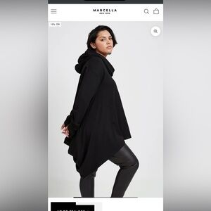 MARCELLA NYC European French Terry Black Women's Hoodie Tunic Minimalist Stylish